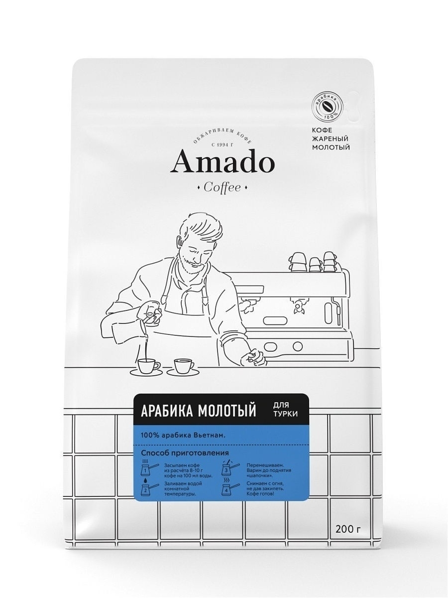 Кофе молотый Amado Арабика для турки 200 гр