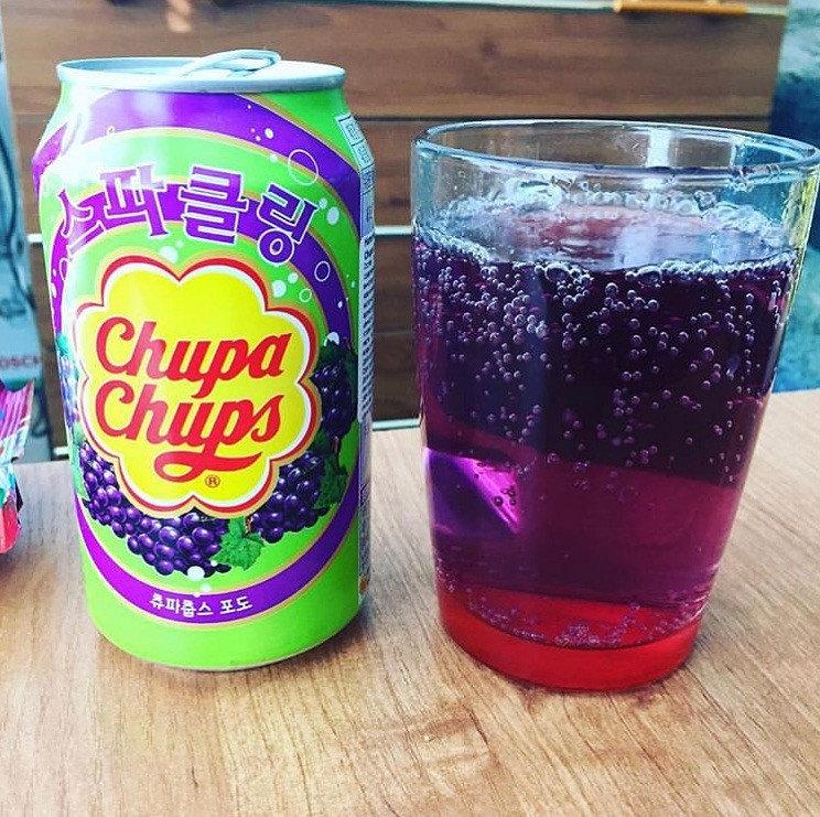 Газированный безалкогольный напиток Chupa Chups со вкусом винограда, 345 мл