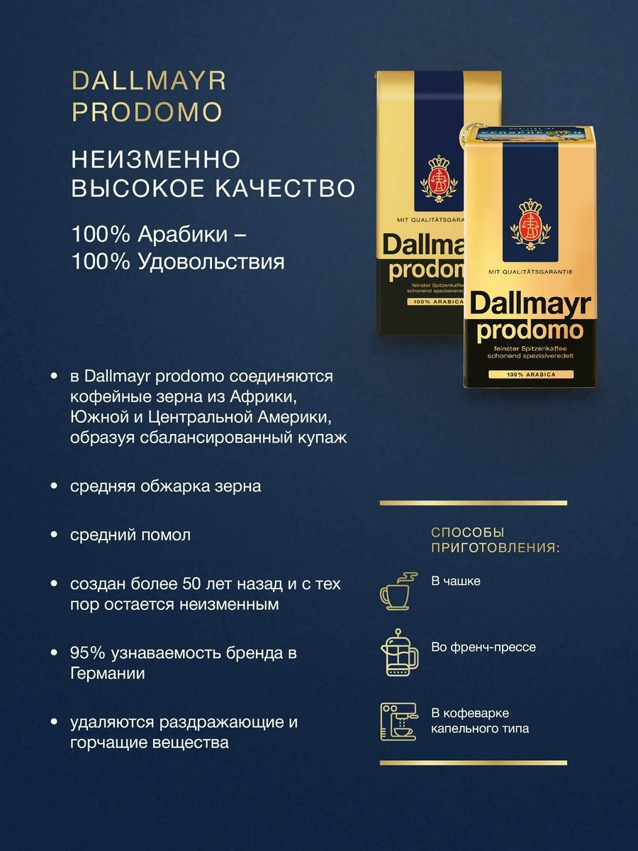 Кофе в зернах Dallmayr Prodomo 1000 г