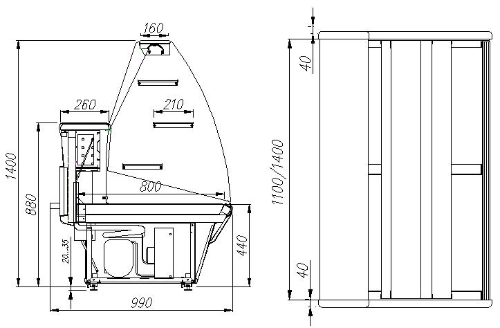 Кондитерская витрина Полюс K95 SM 1,2-1 (ВХСд-1,2 Полюс)