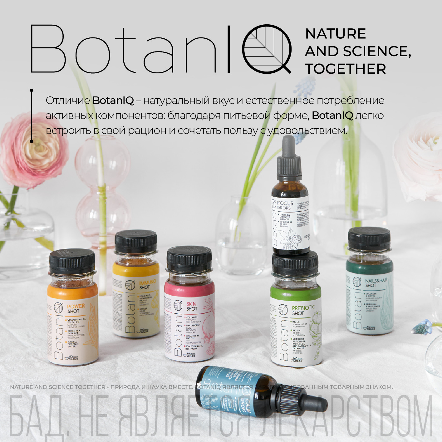 Функциональный напиток BotanIQ Prebiotic Shot для улучшения работы кишечника 100 мл